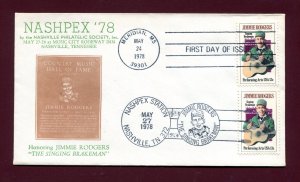 Sc. 1755 Jimmie Rodgers FDC - Nashville Philatelic Society