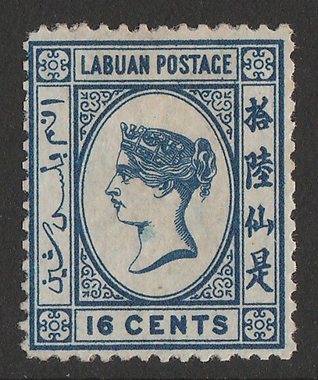 LABUAN : 1880 QV 16c blue, wmk crown CC. 