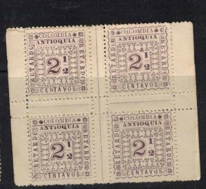 Colombia Antioquia Late Fee SC I2 Block of 4 MNH (4gls) 