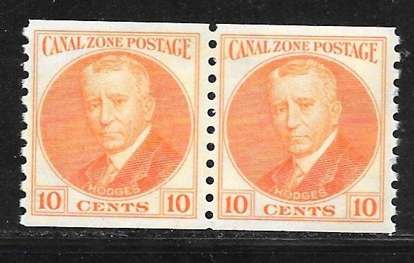 Canal Zone 161: 10c General Hodges, coil pair, MNH, VF