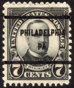 1927, US 7c, William McKinley, Used, Philadelphia precancel, Sc 639