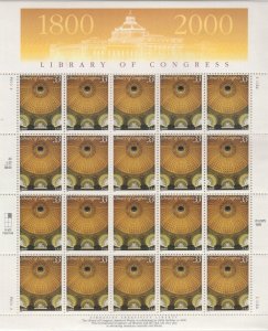 Scott 3390 - Library Of Congress. Sheet Of 20.  MNH. OG.     #02 3390sh20