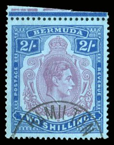 Bermuda #123var (SG 116f) Cat£35, 1938-55 2sh reddish purple and blue, minor...