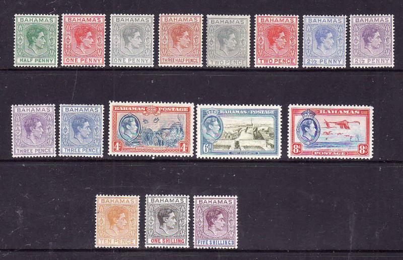 Bahamas-Sc #100-112-unused hinged KGVI definitives-1938-46-some of the lower val