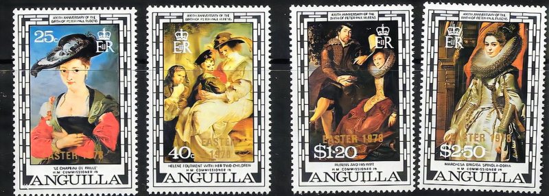 Anguilla 1978 Sc#311/314a PETER PAUL RUBENS PAINTINGS OVPT.EASTER Set(4)+1SS MNH