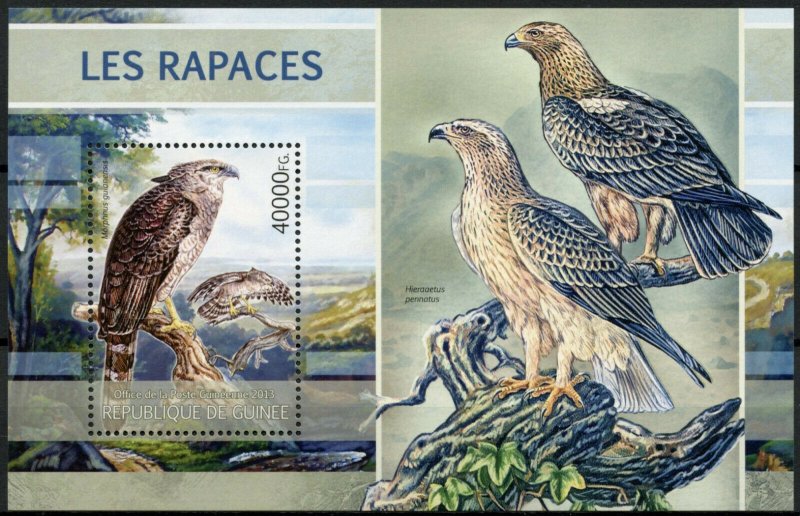 Guinea Birds of Prey on Stamps 2013 MNH Raptors Eagles Crested Eagle 1v S/S