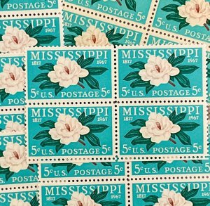 1337 Mississippi Statehood Magnolia Lot of 36 MNH 5 c stamps  FV $1.80  1967