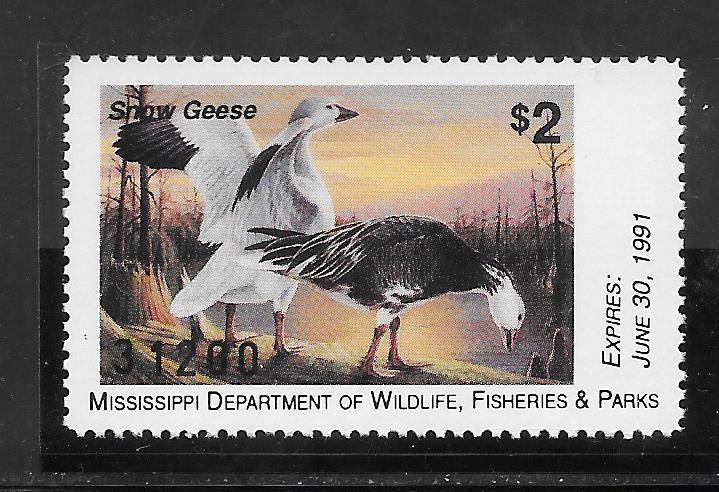 # MS15 MNH Mississippi 1990 STATE DUCK STAMP