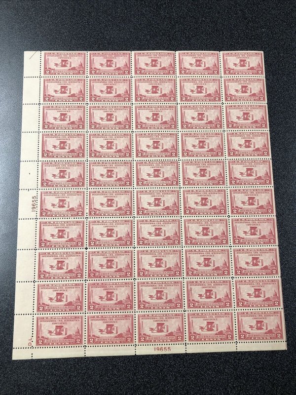 US #649 Wright Airplane 2 Cent sheet of 50, - VF / MNH 