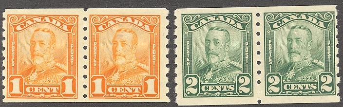 Canada #160-61 Mint  F-VF pairs NH -  Lakeshore Philatelics