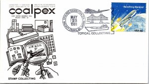 TOPICAL STAMP COLLECTING SPECIAL PICTORIAL POSTMARK COALPEX CACHET 1981 - TYPE 2