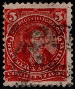 Argentina Scott 77 used Large Head 1890 stamp