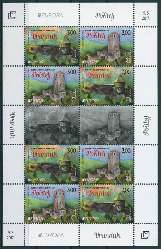 Bosnia & Herzegovina 2017 MNH Castles Europa 8v M/S Architecture Stamps