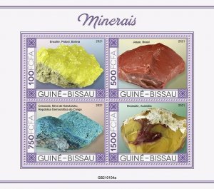 Guinea-Bissau 2021 MNH Minerals Stamps Jasper Crysocolla Mookaite 4v M/S II