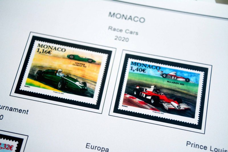 COLOR PRINTED MONACO 2011-2020 STAMP ALBUM PAGES (63 illustrated pages)