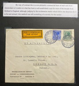 1929 Amsterdam Netherlands Airmail Commercial Cover To London England