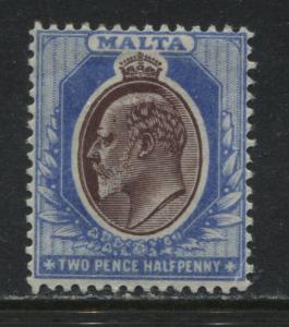 Malta KEVII 1904 2 1/2d ultra & brown violet mint o.g.