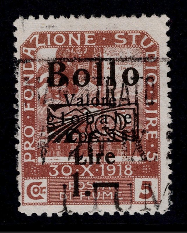 Fiume 1 Lire on 5c 1918 Revenue Used - S31841