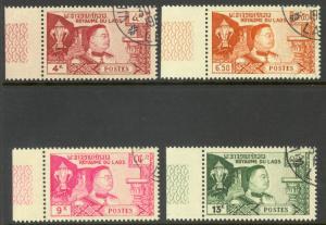 LAOS 1959 King Sisavang Vong Set of 4 Scott Nos. 52-55 VFU