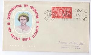 Great Britain FDC 1953 Coronation QE II Cover Sc 313