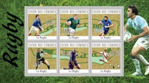 COMOROS - 2010 - Rugby - Perf 6v Sheet - Mint Never Hinged - Private Issue