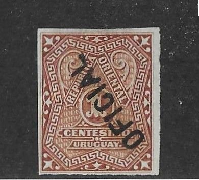 Uruguay Sc #06 1c official with inverted overprint NG VF