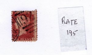 Great Britain 1858-79 Victoria Penny Red (Plate 195) [Used]
