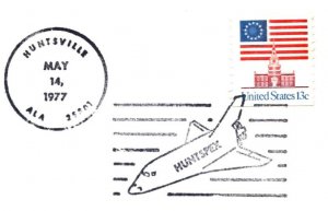 US SPECIAL PICTORIAL POSTMARK COVER SPACE SHUTTLE HUNTSVILLE ALABAMA 1977