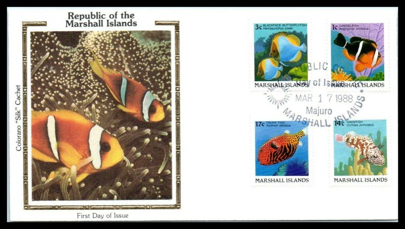 1988 MARSHALL ISLANDS FDC Cover - Colorano - Fish, Majuro D14 