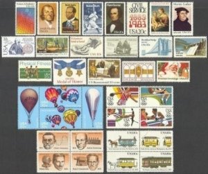 1983 US COMMEMORATIVE YEAR SET 35 STAMPS MNH  SHERWOOD STAMP