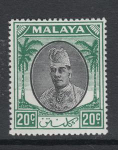 WS-C680 MALAYA - Kelantan, 1951 20C. Black & Green SG 72 MNH