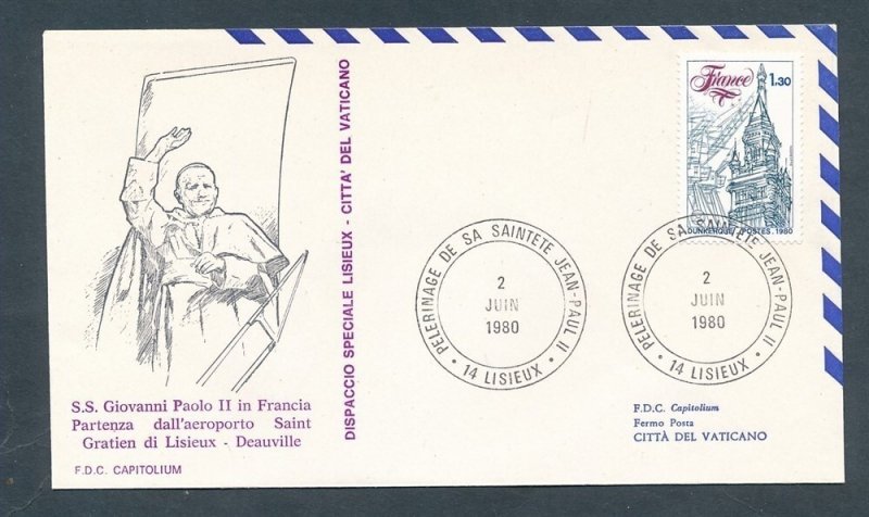 D443856 France FDC Visit Pope John Paul II