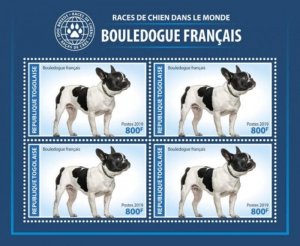 Togo - 2019 French Bulldog World Dog Breeds - 4 Stamp Sheet - TG190343a