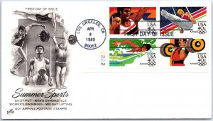 US FIRST DAY COVER SUMMER OLYMPIC GAMES LOS ANGELES PLATE BLOCK OF (4) 1984