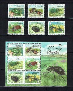 Alderney: 2013, Alderney Beetles,  MNH set.+ Miniature Sheet.