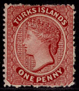 TURKS & CAICOS ISLANDS QV SG58, 1d crimson-lake, M MINT. Cat £45.