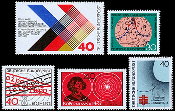 Germany Scott 1101, 1102, 1103, 1104, 1105 (1973) Mint NH/U VF S 