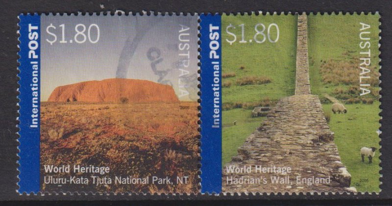 Australia   #2376b  used   2007  pair world heritage sites $1.80 UNESCO