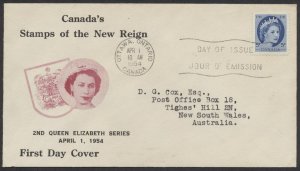 1954 #341 5c QEII Wilding FDC APRIL 1 Personal Cachet Ottawa