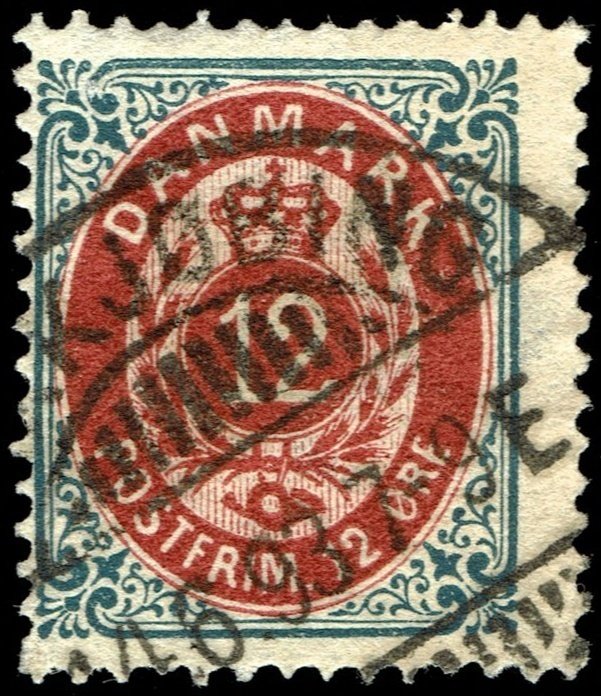 Denmark #29  Used - 12 ore Crown and Numeral (1875)