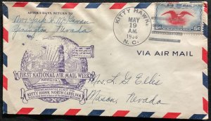 US #C23 Eagle Cachet 1st Natl Airmail Week Kitty Hawk NC 5/19/1938 L42