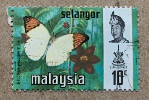 Selangor 1971 10c Butterflies, used. Scott 132, CV $0.30. SG 150