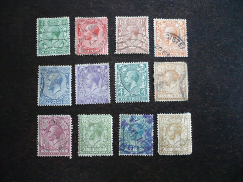 Stamps - Great Britain - Scott# 159-168, 171-172 - Used Part Set of 12 Stamps