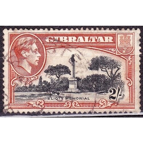 GIBRALTAR 1942 KGVI 2/- Black & Brown SG128b Used