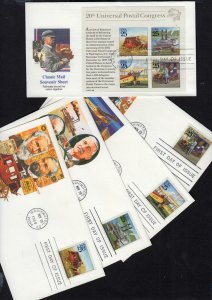 1989 Traditional Mail Delivery Sc 2434-7 2438 set of 5 Fleetwood cachets