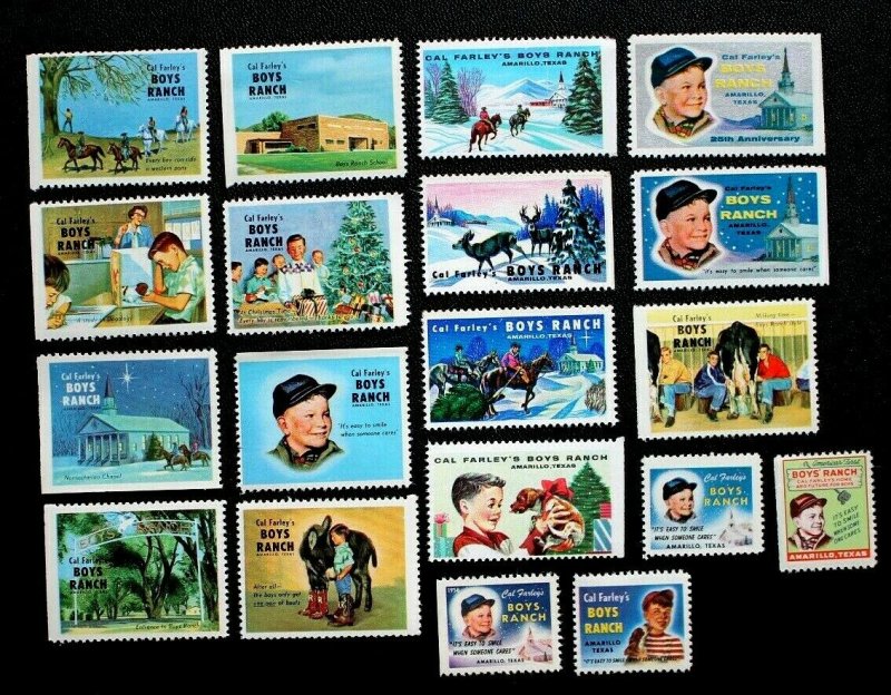 Cal Farley's Boys Ranch Amarillo Texas Lot of 19 Stamps 9-Different Years