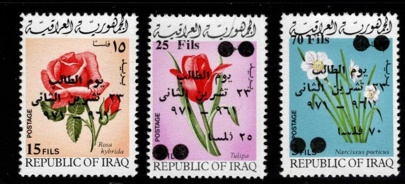 Iraq Scott 621-623 Mint Never Hinged MNH** Students Day overprint set