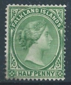 Falkland Islands #10 Mint No Gum 1/2p Queen Victoria - Yellow Green