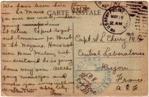 United States A.E.F. World War I Soldier's Free Mail 1919 U.S. Army Postal Se...