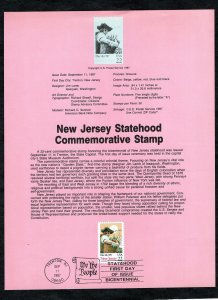 SP802 New Jersey Statehood, Souvenir Page FDC (#2338)